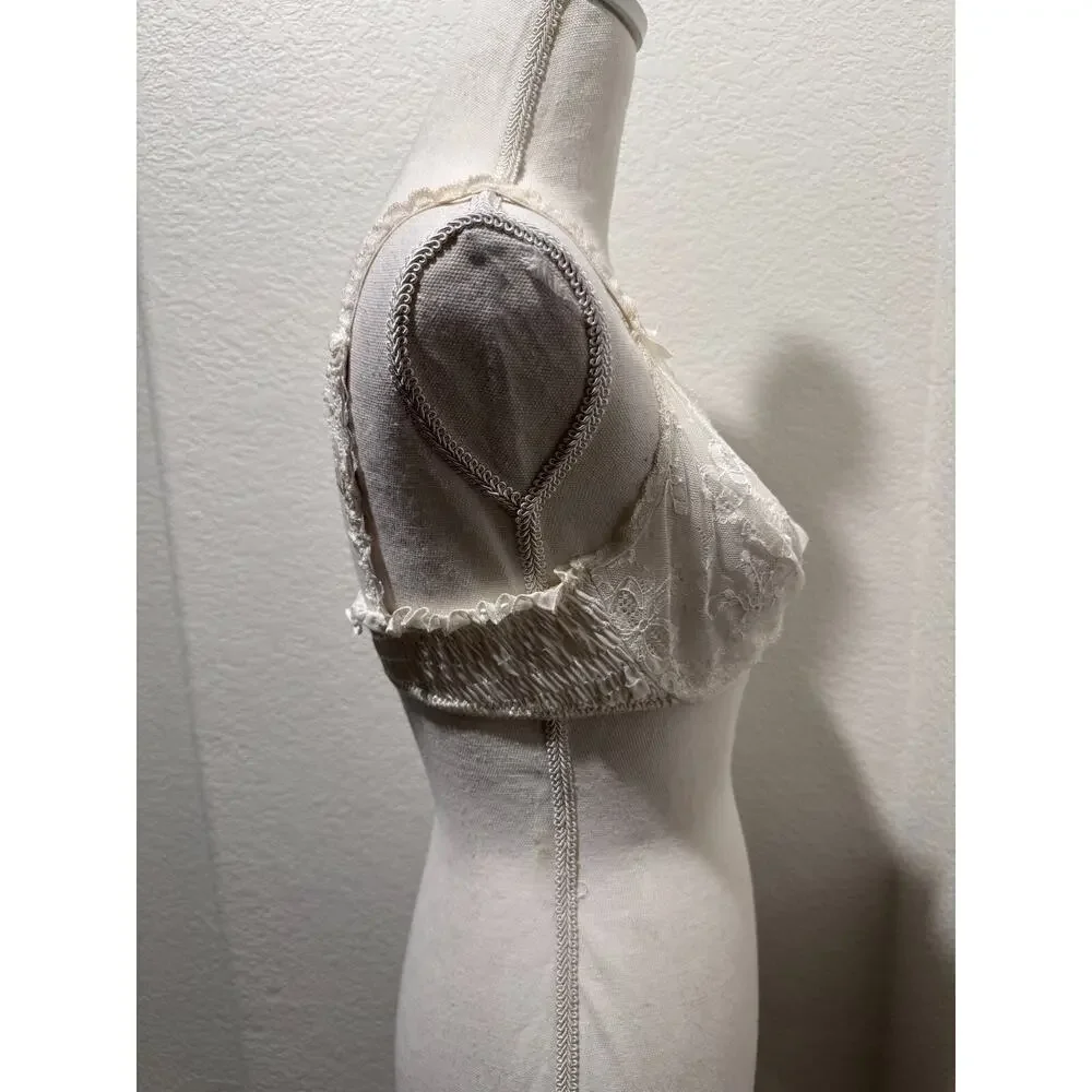 Vintage 90s Victoria's Secret Second Skin High Cut Brief Panties L Bra 36C White - Picture 9 of 15